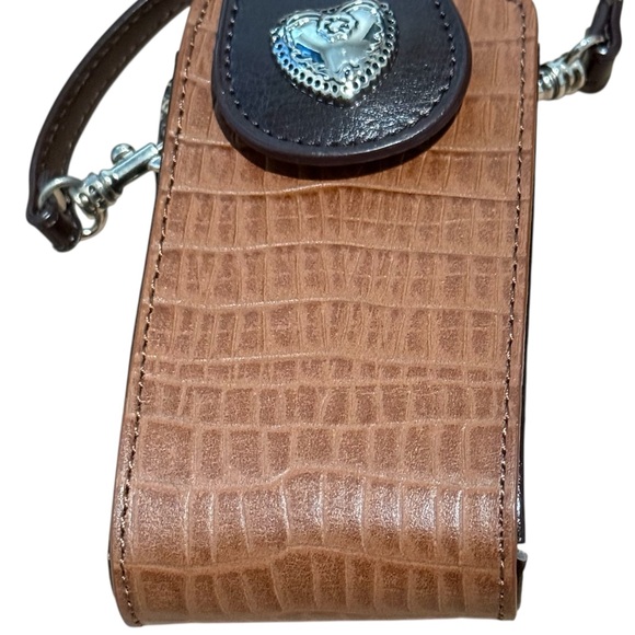 Langdon Leather Manhattan Cell Phone Case Croc Embossed Faux Brown‎ Clip - Picture 5 of 9